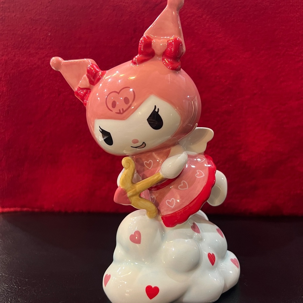 This is a Blue Sky Clayworks Kuromi as Cupid Love Ceramic figurine.